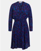 Robe Carmen imprimée bleu/violet
